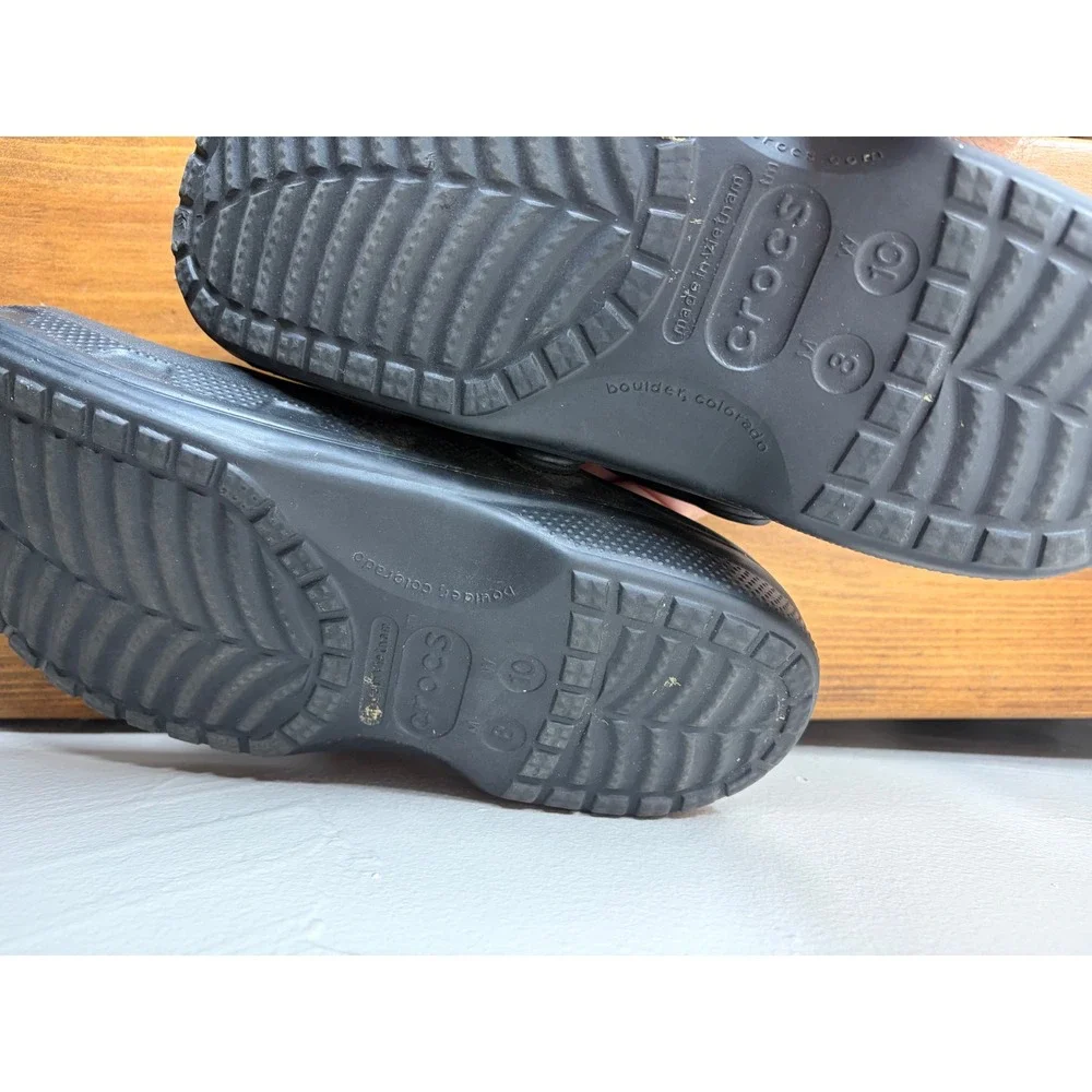 Crocs Classic Fuzz Lined Clogs Black Mens 8 Womens 10 Fleece Slippers Shoes